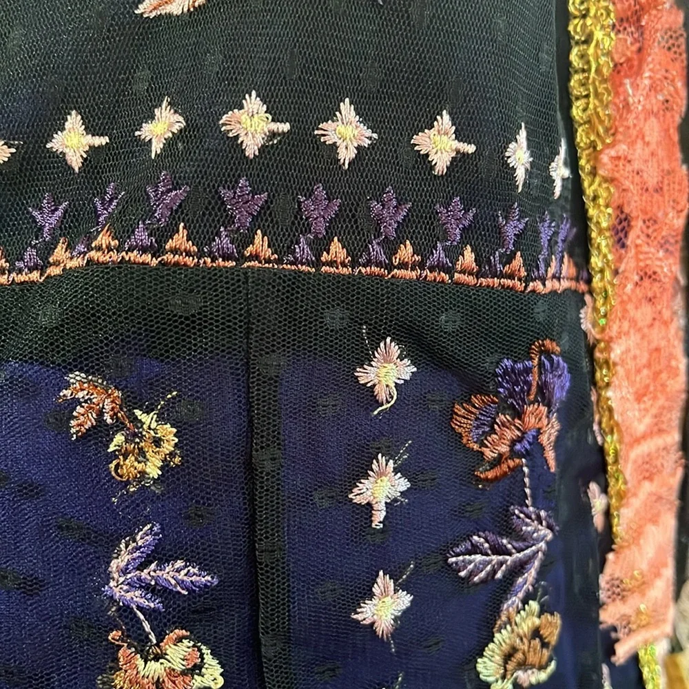 Handmade Boho embroidered pink,gold,purple Bag made out of recycled materials